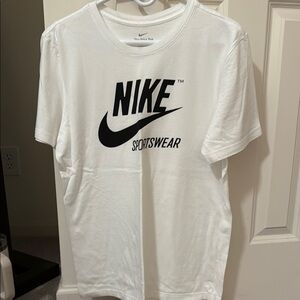 Nike White Short Sleeve Tee with Black Logo